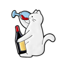 Load image into Gallery viewer, Cat Drinking Wine Pin
